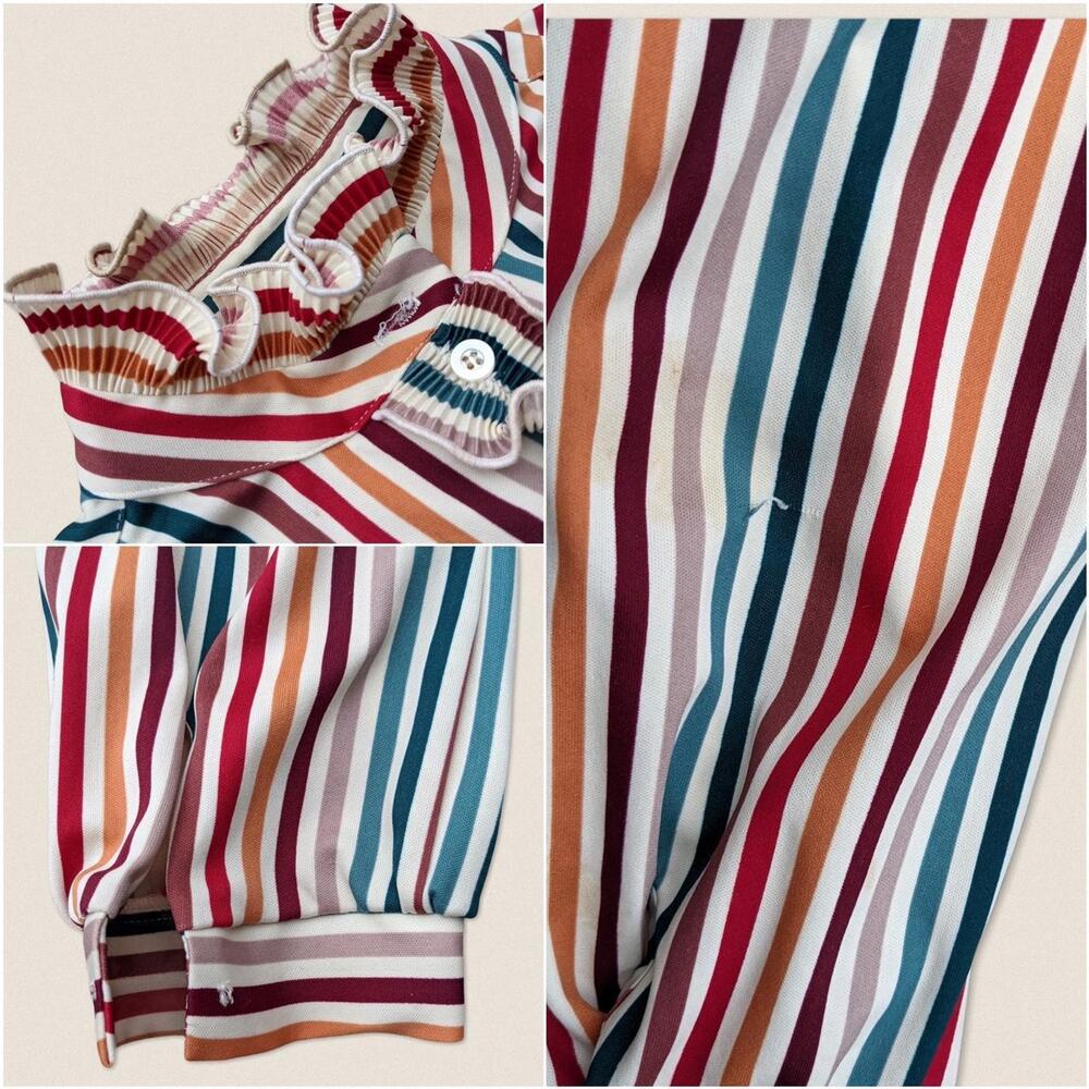 Vintage Morlove Candy Pin Striped button up frilly‎ top - Size Medium - Picture 4 of 4